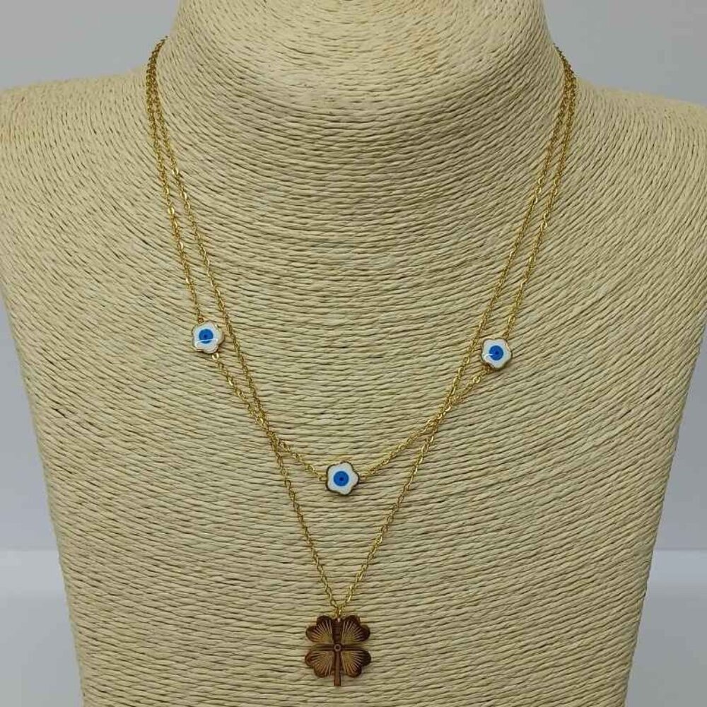 Stainless steel necklace ,New with tags , Color gold and blue